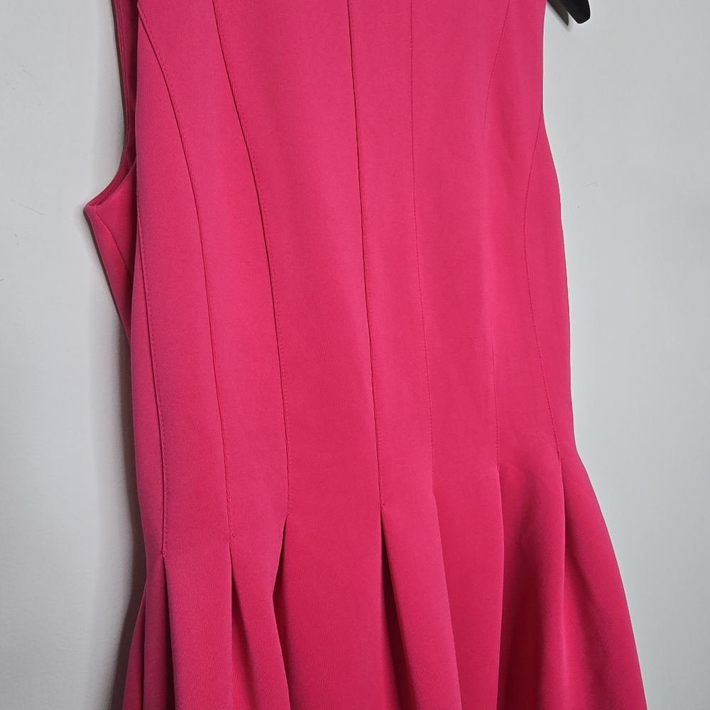 Calvin Klein Hibiscus Pink Fit and Flare Party Dress Size 10 - Picture 2 of 7
